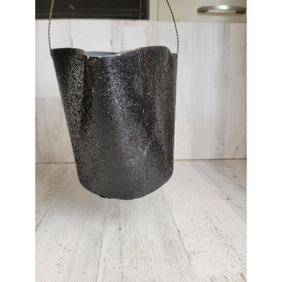 Halloween vintage AS IS bucket cardboard pail cat witch glittered - Picture 6 of 8